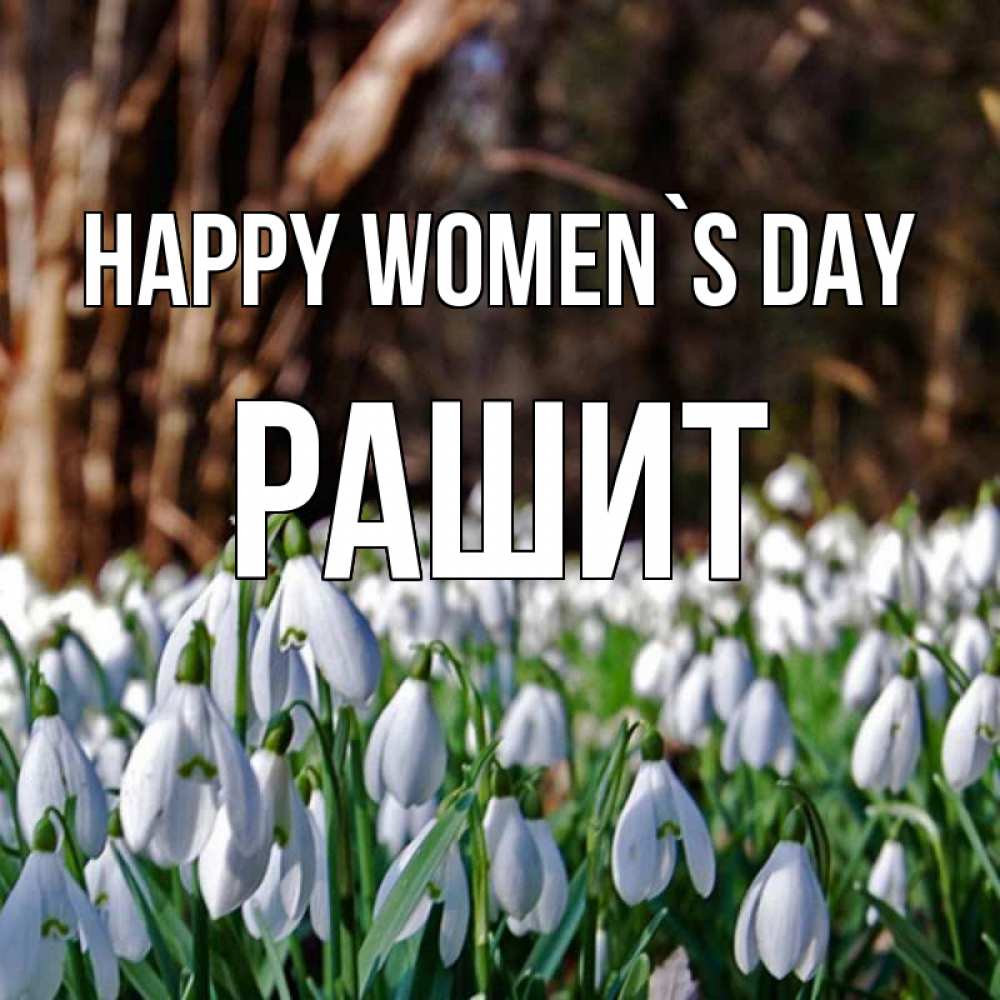 Greetings card с именем, РАШИТ happy women`s day с подснежниками 1 Greetings with text for free download 